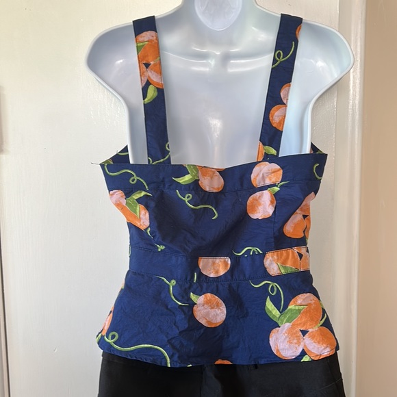 ModCloth - Orange Print Peplum Top - Picture 2 of 7